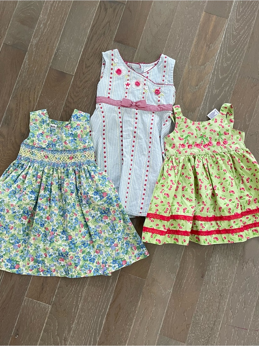 Blueberi Boulevard Girls Floral Dress Trio - Pink, Green, Blue